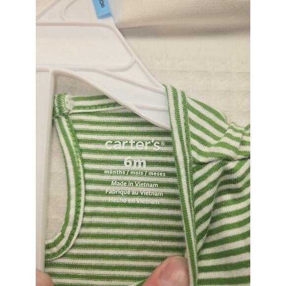 Carter Green Stripe 2 Piece Dress With Shamrock Patch Size 6 Months - Picture 3 of 6